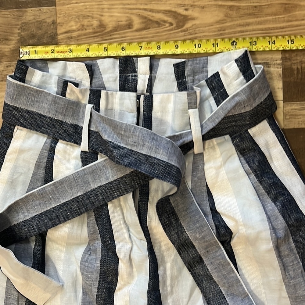 J. Crew Point Sur High Rise Striped Pant 100% linen 0 - Picture 3 of 11